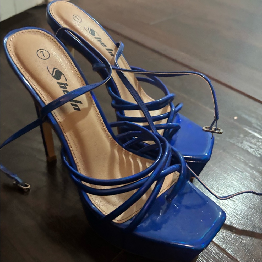 Blue Strappy Women's Heels